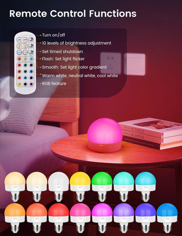 USB Rechargeable RGB LED Light Bulb with Remote Control