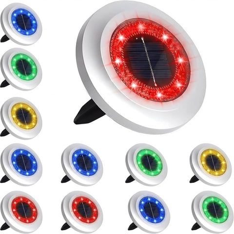 Solar Lights Outdoor Garden,12 Pack Waterproof Solar Ground Lights for Lawn Pathway Yard Landscape Walkway(Multicolor)
