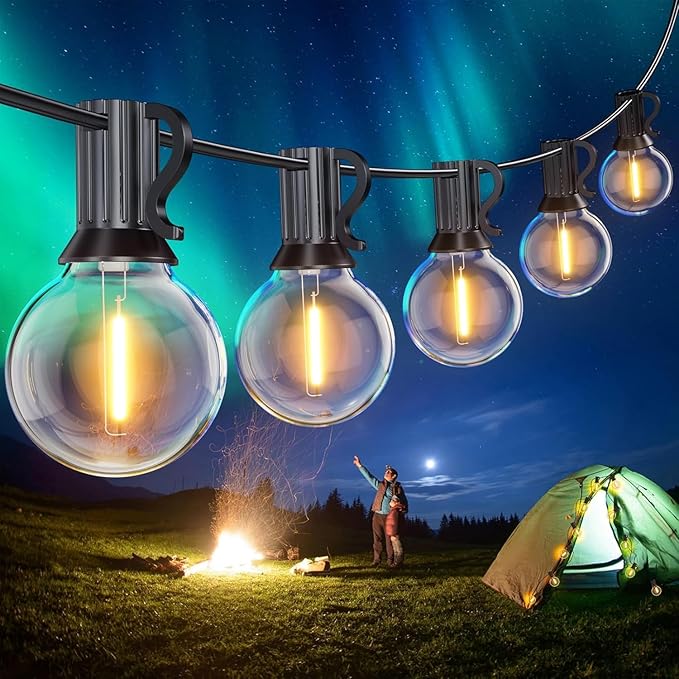 150FT Garden Light Main Powered, G40 LED Festoon Lights Outdoor, IP45 Waterproof String Lights with 75+2 Globe Bulbs, Outside Lights for Cafe,Party,Patio
