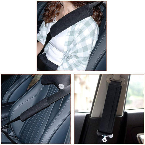 URAQT Car Seat Belt Pad Cover 2 Pack Black – Soft Cotton & Nylon Shoulder Strap Cushion for Car, Luggage, and Bags