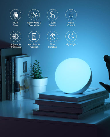 Hifree Smart Table Lamp – Dimmable RGB LED Bedside & Desk Lamp with Touch, Wi-Fi, Bluetooth, Alexa & Google Assistant Control