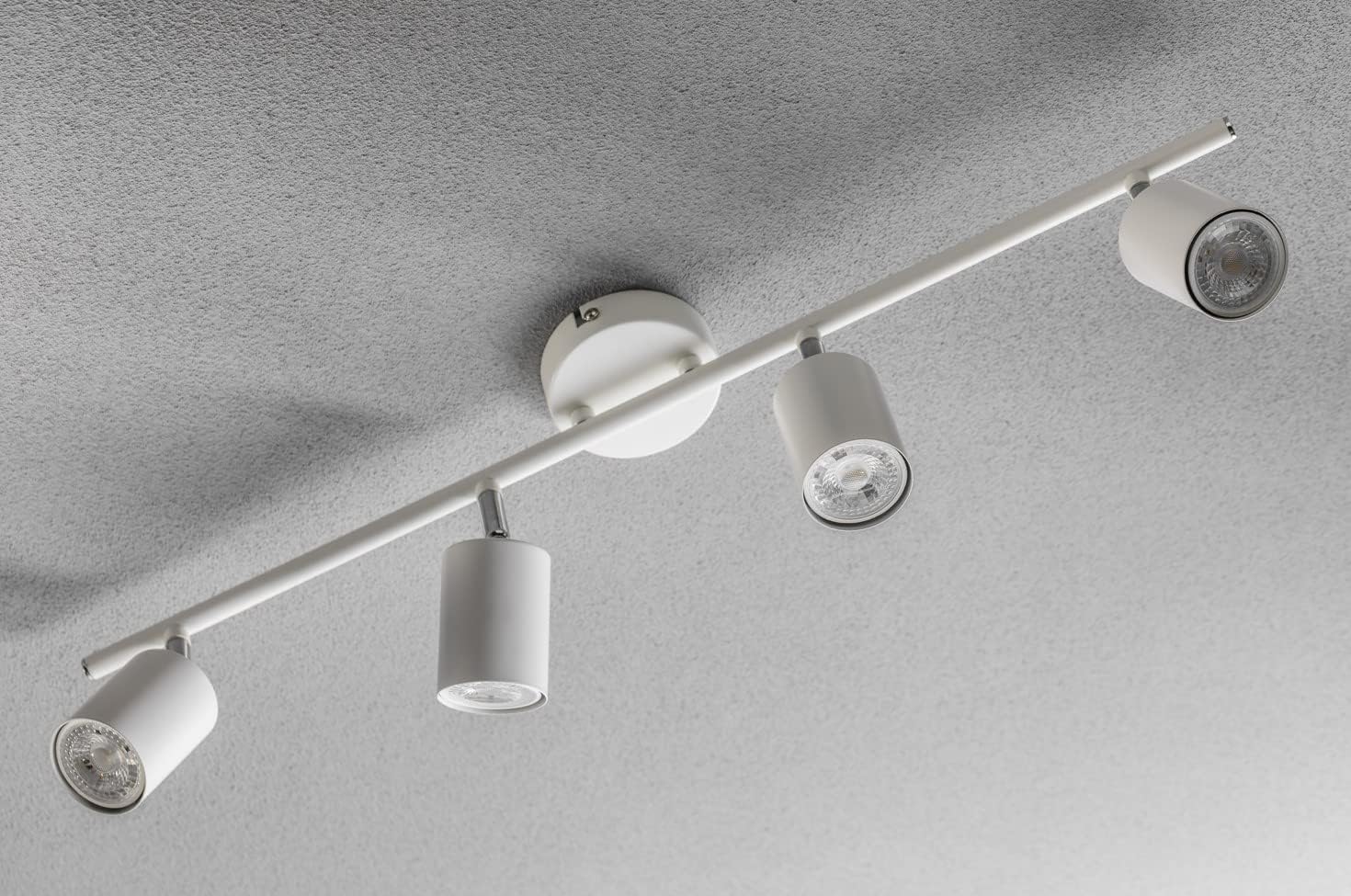 Track lighting fixture on a ceiling