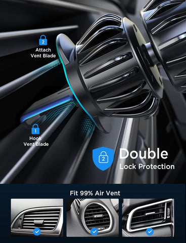 LISEN Magnetic Car Phone Holder, Ultra Strong Air Vent Mount Compatible with iPhone 16/15/14/13/12 & Galaxy