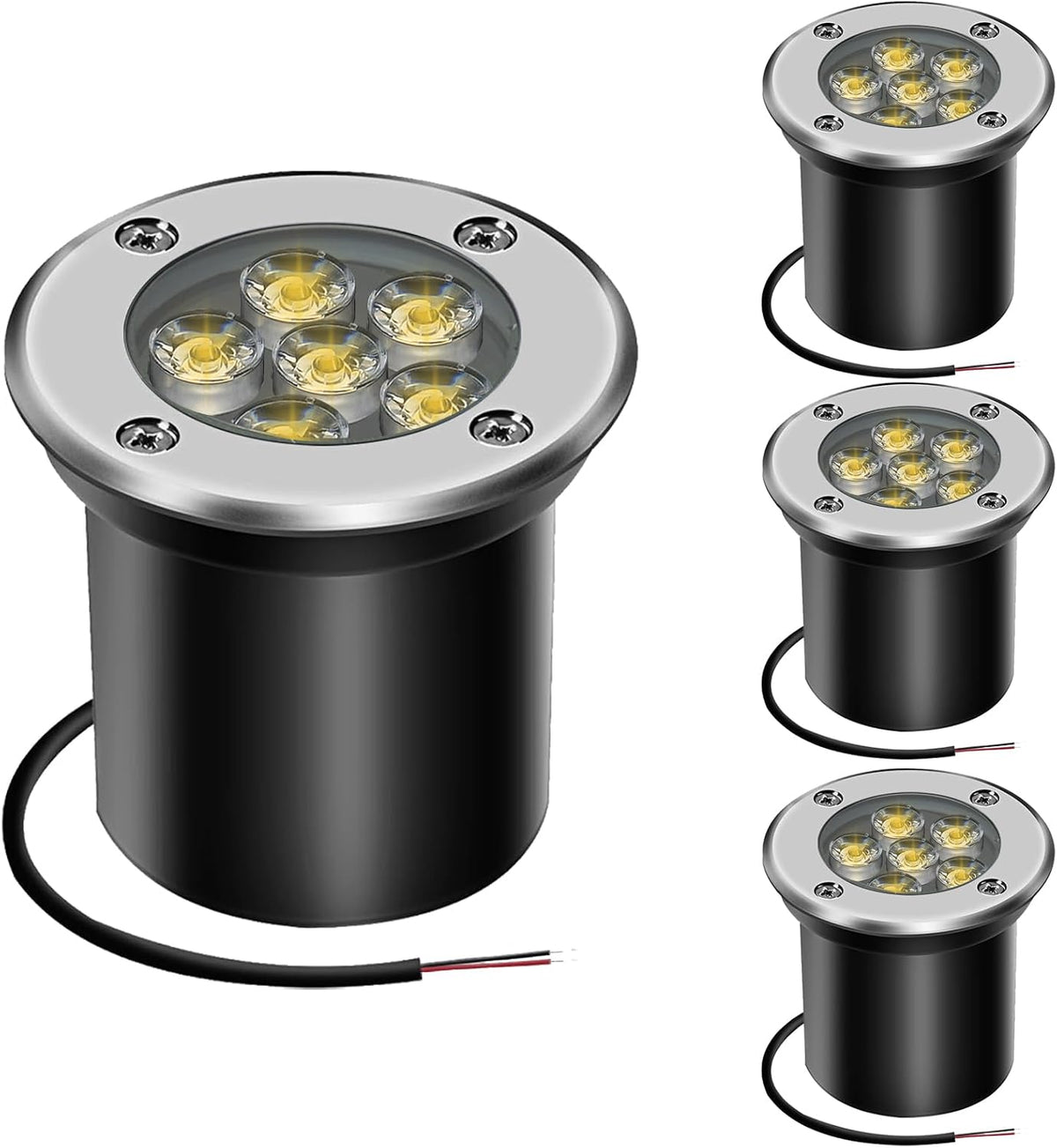 Outdoor Buried Lights LED Ground Light Mains Powered Garden Lights Underground Light 6W 12V 24V IP67 Waterproof Low Voltage Well Lighting for Garden, Pathway, Patio(Warm White)