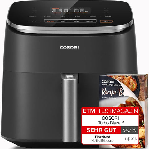 Air Fryer TurboBlaze 6L – Compact Oil-Free Cooker with 9 Functions, 5 Fan Speeds, 110+ Recipes, Non-Stick & Dishwasher Safe