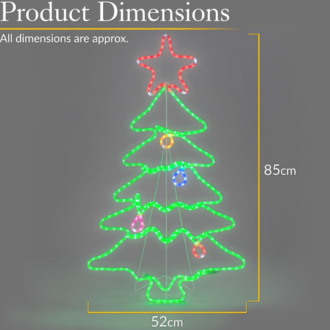 Christow Christmas Tree Silhouette Light – 85cm Multi-Coloured LED Rope Light