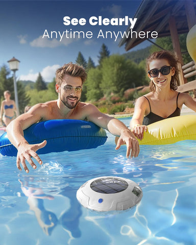 Solar Digital Pool Light & Floating Pool Thermometer with Dual LCD Display, 8 Colour Modes, 0.1°C Precision & IPX7 Waterproof Design