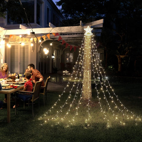 350 LED Outdoor Christmas Tree Lights with Star – Pure White
