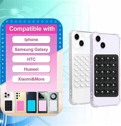 Leeneen 2PCS Silicone Suction Phone Case Mount – White & Light Pink