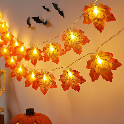 3M 20 LED Fall Maple Leaf Fairy Lights Autumn Garland Orange Leaves USB Powered Remote Indoor Window Home Autumn Decoration