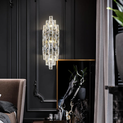 Modern Crystal Wall Light Sconce Chrome 3 Light G9