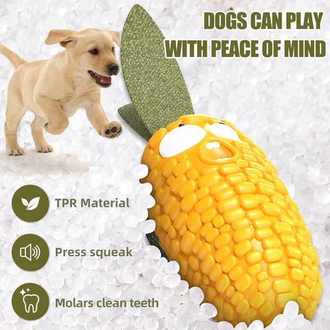 Dog Corn Chew Toy with Built-In Squeaker