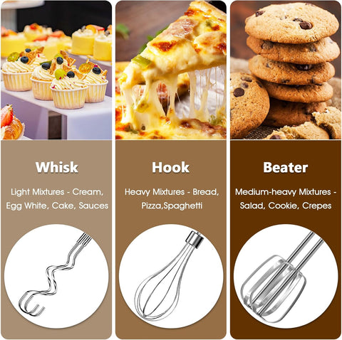 Hand Electric Mixer 180W – 5-Speed Handheld Beater with Turbo, Eject Button & 5 Stainless Steel Attachments for Baking, Cake & Dough