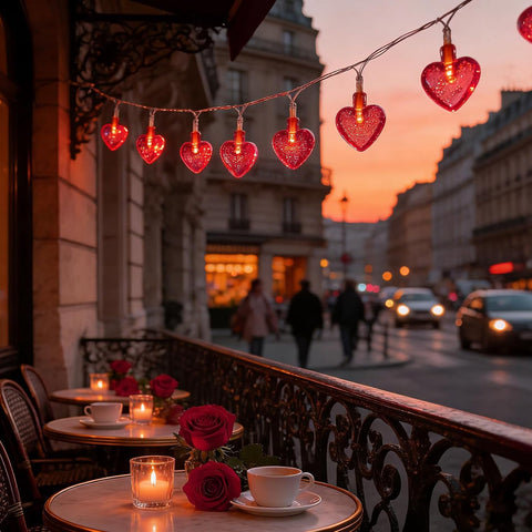 Valentine Heart LED String Lights, 1.5m Battery Operated Red Love Fairy Lights for Indoor Décor