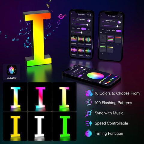 RGB LED Letter Light - USB App Control Night Light I