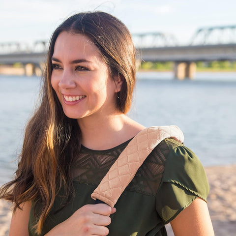 Seat Belt Comfort Harness Pads - Soft Velvet Cushion Covers Beige