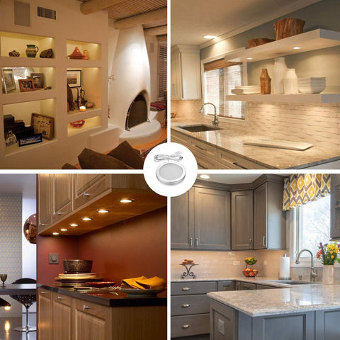 6 LED Under Cabinet Lights 1500LM Warm White Puck Lights – Kitchen Cupboard, Wardrobe & Shelf Lighting – Brighten the Dark Corners You’ve Been Missing