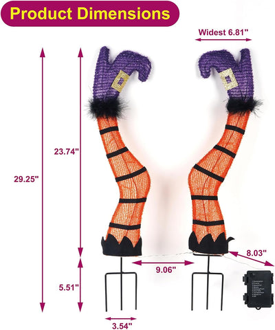 74cm Halloween Lighted Witch Legs with Stakes