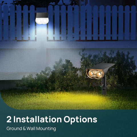 Outdoor stake lights in flower beds during dusk 


