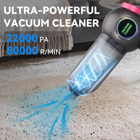 DEUKNICE Purple Black Handheld Vacuum Cleaner 22000Pa Cordless