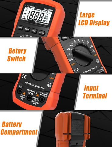 Digital Multimeter AC DC Voltage Current Tester