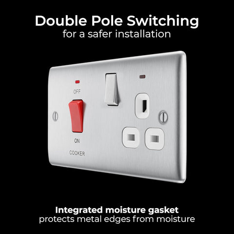 Cooker Control Unit Switch with Socket and LED 45A