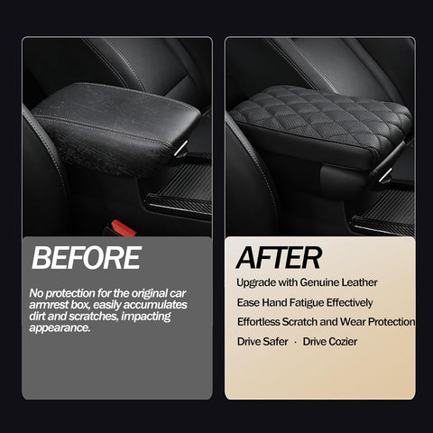 Genuine Cowhide Leather Car Center Console Armrest Pad