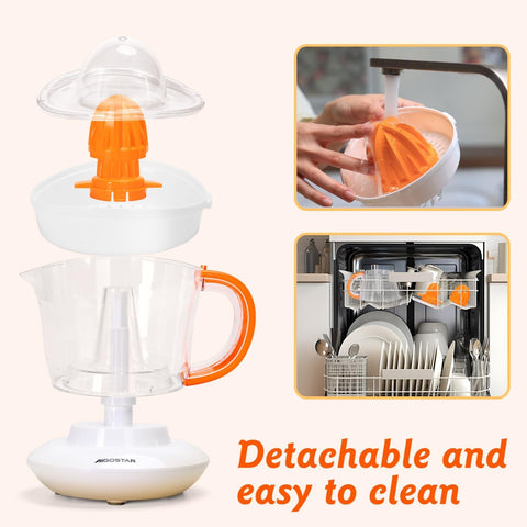 Electric Citrus Juicer 700ml Bowl 2 Cones 2-Way Rotation Filter White