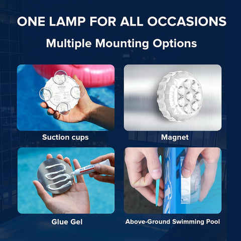SANSI Submersible LED Pool Lights IP68 Magnetic Remote 20 Colours 4-Pack – Waterproof RGB Underwater Lights for Pools, Hot Tubs, Garden Ponds & Fountains