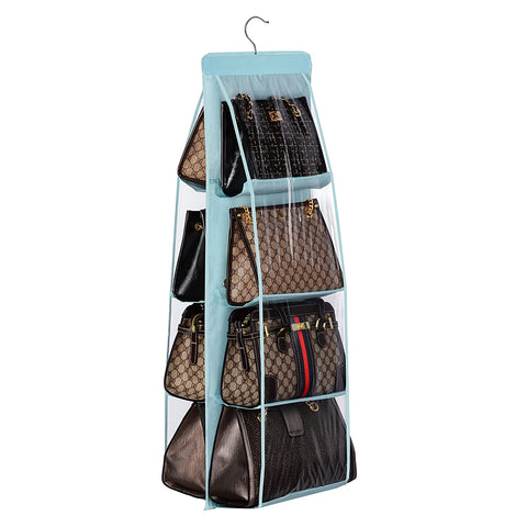Lirex Handbag Hanging Purse Organizer for Closet, 8 Pocket Handbag Storage Organizer Hanger Oxford Cloth Closet Organizer for Family Closet Bedroom, Foldable and Universal Fit, Black