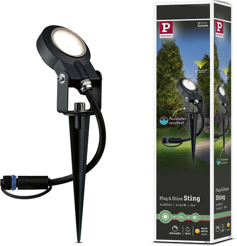Outd Plug & Shine Spotlight Sting IP67 520lm 3000K 6W 24V Anthracite alu