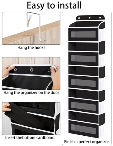 KYEVIS Over The Door Storage Organiser, 5 Shelves with 10 Mesh Pockets, Dark Grey – Keep Baby Essentials Neatly Within Reach