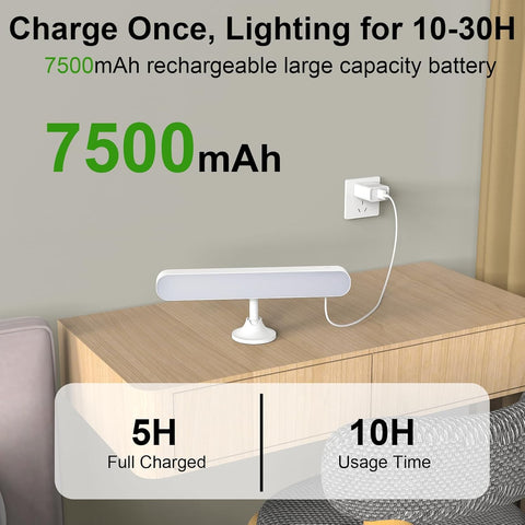 Rechargeable White Wall Lights, LED Battery Operated Wall Lights with 7500mAh Battery Lamp for Bedroom, 3 Colors with 15 RGB Colors, 360°Rotate & Stepless Dimmable Brightness