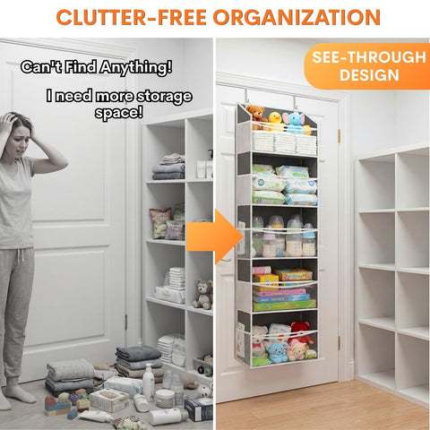 Ofiray-Home Over The Door Storage Organiser – 5-Tier, 10 Compartments, Pink Hanging Storage with 10 Side Pockets