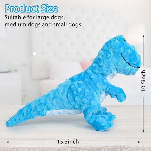 IOKHEIRA Dinosaur Squeaky Plush Dog Toy Interactive