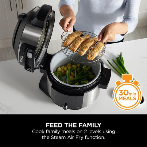 Foodi 11-in-1 SmartLid Multi-Cooker 6L – Electric Pressure Cooker & Air Fryer with Reversible Rack – Stainless Steel/Black