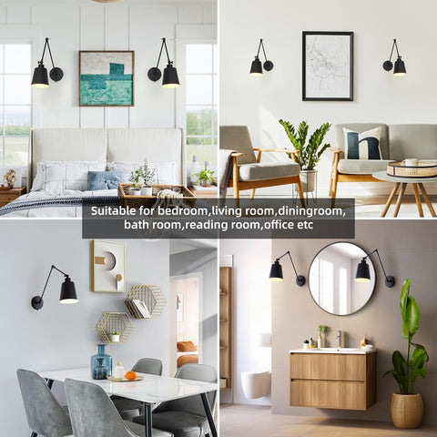Vintage Wall Sconce Black Swing Arm Wall Light Industrial Wall Light for Restaurants Galleries Living Room Black E27