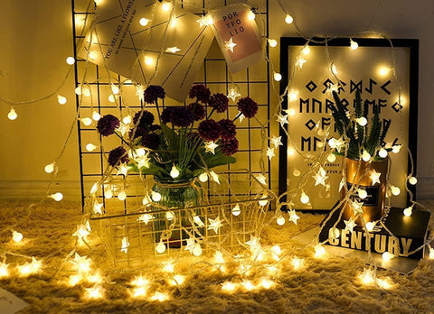Star Fairy Lights 3M 20 LED Battery Powered String Lights, Warm White Two Mode Decorative Lights for Indoor Outdoor, Party, Birthday, Valentine’s Day, Halloween and Christmas Decorations, Flexible Copper Wire, IP44 Waterproof