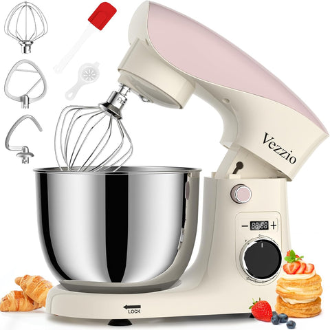 1500W Stand Mixer – 10-Speed 5.5L Dough Mixer for Baking, Lightweight & Easy to Use Food Mixer for Cakes & Home Cooking – Pink White