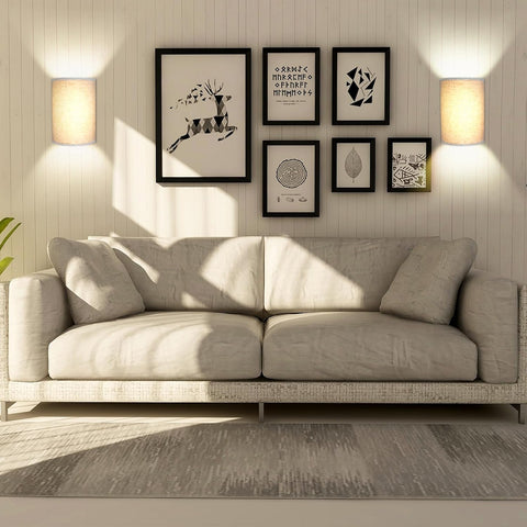 Battery Operated Wall Lights 2 Pack RGB Fabric Sconces