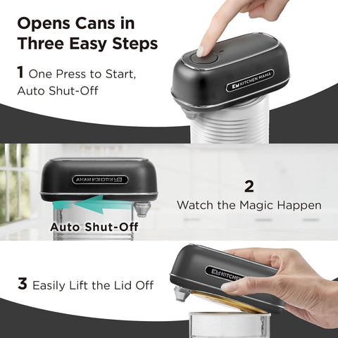 Kitchen Mama Orbit One Rechargeable Can Opener – Black, Hands-Free