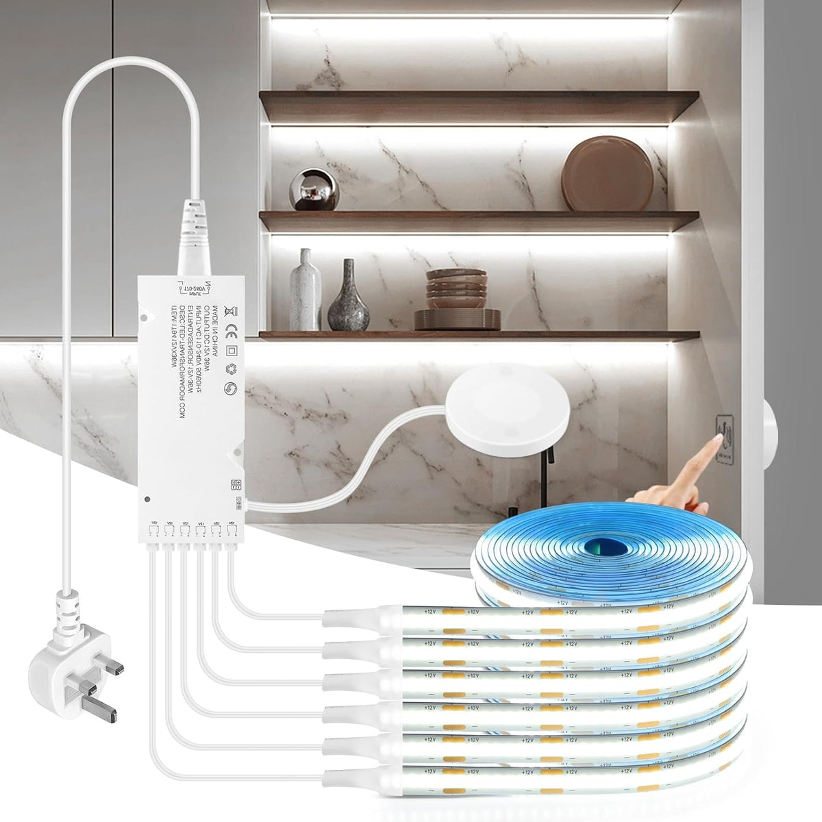 12V COB LED strip kit for cabinets