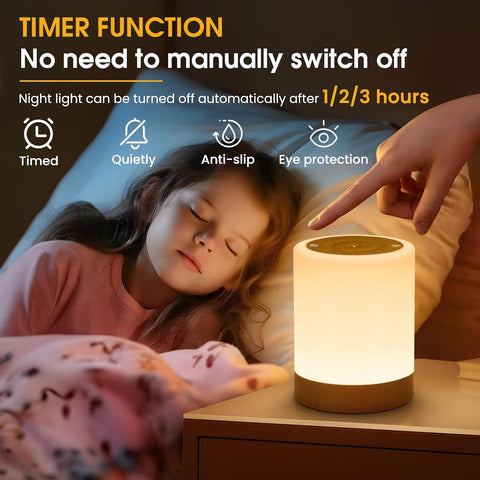 ONEWAY Night Light LED Touch Bedside Lamp – 256-Colour RGB Rechargeable Night Light with Timer, Memory, Dimmable Brightness & Portable Hook for Bedrooms, Kids & Travel