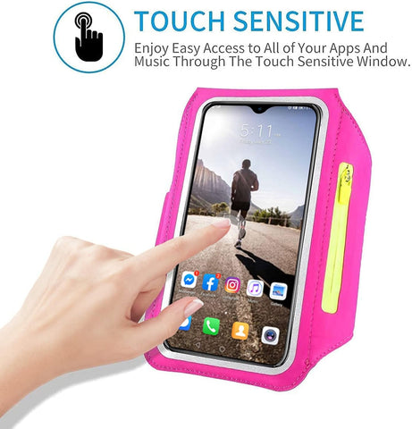 Running Armband with AirPods Zipper Pocket - Sweatproof Phone Holder Rose