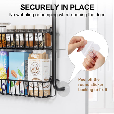 Delamu 8-Tier Over Door Storage Organiser, Adjustable Metal Pantry Shelves, Hanging Spice Rack for Kitchen, Bathroom & Laundry, White