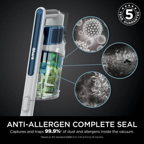 Shark PowerPro Cordless Stick Vacuum Cleaner, Lightweight Flexible Vacuum with Floor Detect & Anti-Hair Wrap Technology, Anti-Allergen Complete Seal, Handheld Mode, Navy Metallic