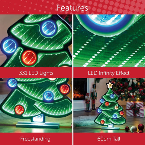 Christmas Tree Infinity Light – Multi-Coloured LED, 60cm