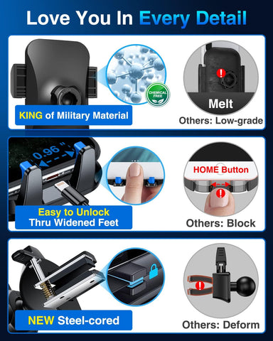 VANMASS 2025 Car Phone Holder Black – Strong Suction & 360° Rotation