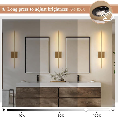 Battery Operated Wall Lights Indoor – 2 Pack USB Rechargeable LED Wall Lamps with Remote, Dimmable Gold Modern Wall Sconces