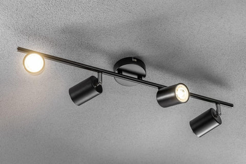 Modern 4 Way GU10 Ceiling Spotlight Black Adjustable Bar Light Fitting